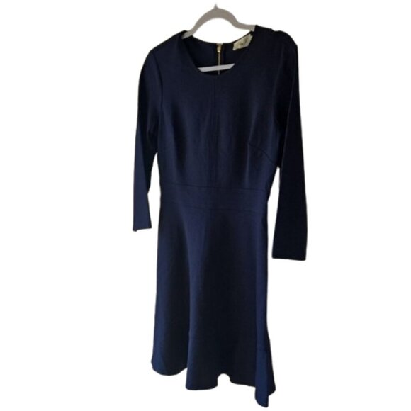 Eliza J Navy Dress Size 10 NWT Gold Zipper 3/4 Sleeves Modest - Picture 1 of 7